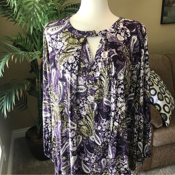 Macys Style & Co plus size long sleeve rayon flowy top - Picture 4 of 7